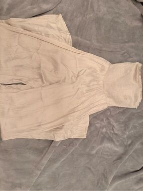 Amisu Cream Strapless Smocked Jumpsuit